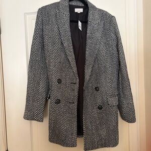 LOFT Black and White Herringbone Blazer
